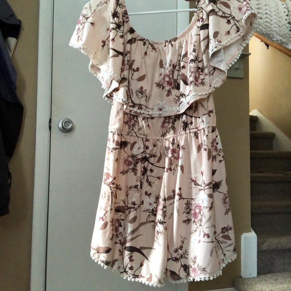 Off-the-shoulder Flower Romper